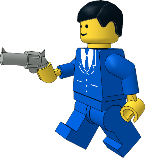 Lego rendering of Mini Fig with the Gun
