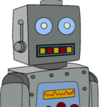 Cropped image drawing of Clockwork Joe in 240 x 240 with robot patterns in front