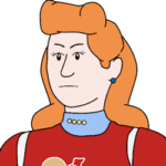 Cropped image of Lois Siegel Lawry with red hair based on Lois Lane from Superman