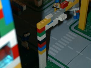 Picture of the Lego mini figs protesting downtown