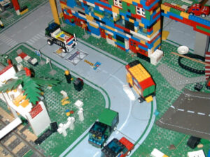 Photograph of the Lego town in angle